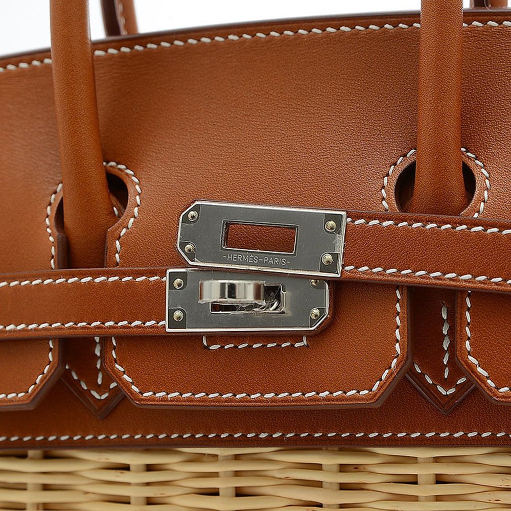 Hermes Birkin Picnic 25 Handbag Barenia Rattan Forbes U Stamp - Picture 3 of 10